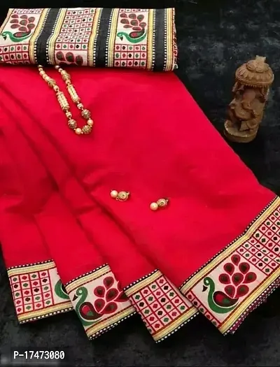 Chanderi Cotton Lace Work Saree with Blouse piece