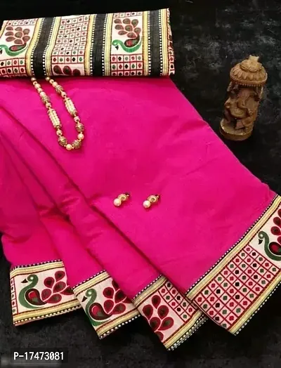 Chanderi Cotton Lace Work Saree with Blouse piece