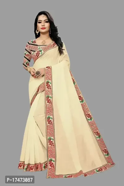 Chanderi Cotton Lace Work Saree with Blouse piece