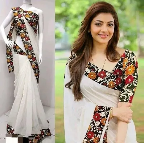 Glamorous Chanderi Cotton Saree with Blouse piece 