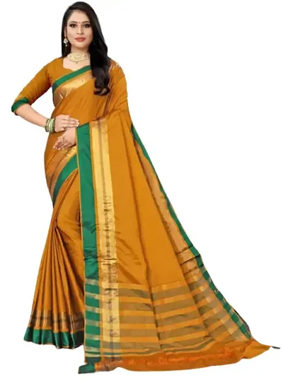 Trending Cotton Silk Saree with Blouse piece 