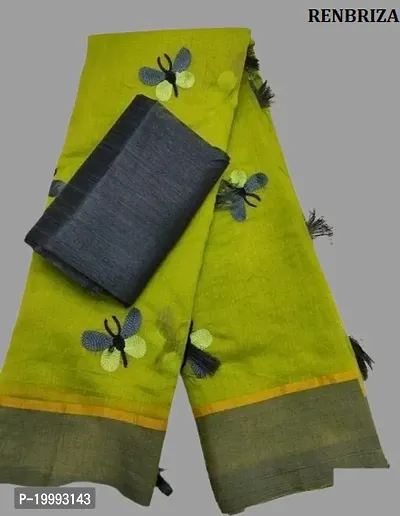 Stylish Green Chanderi Cotton Saree with Blouse piece For Women-thumb0