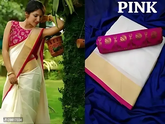 Chanderi Cotton Zari Saree with Blouse piece-thumb0