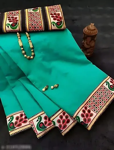 Chanderi Cotton Lace Border Saree with Blouse Piece