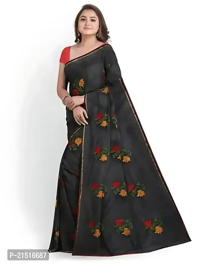 Chanderi Cotton Embroidered Saree with Blouse Piece