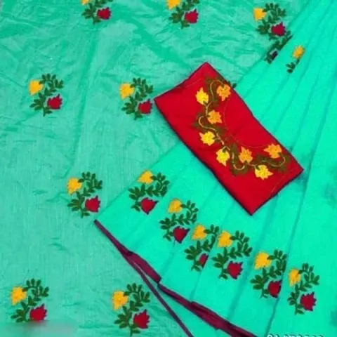 Chanderi Embroidered Saree with Blouse Piece