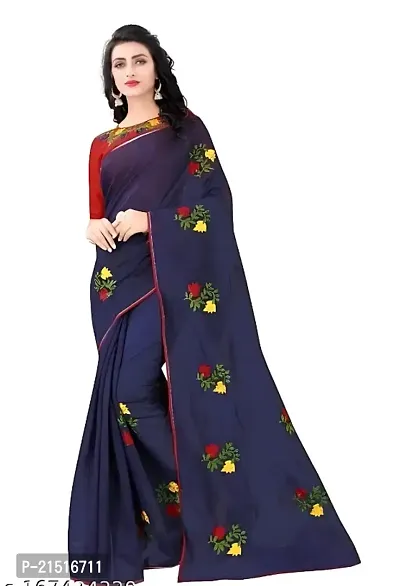 Chanderi Cotton Embroidered Saree with Blouse Piece