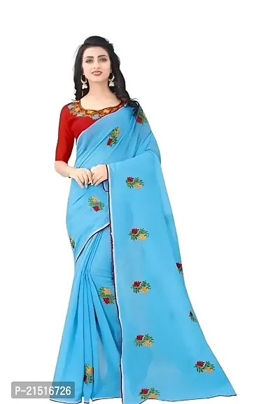 Chanderi Cotton Embroidered Saree with Blouse Piece