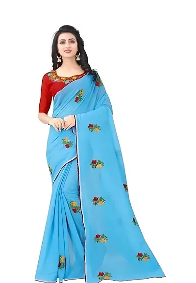 Chanderi Embroidered Saree with Blouse Piece