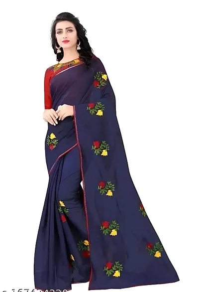 Chanderi Cotton Embroidered Sarees with Blouse Piece