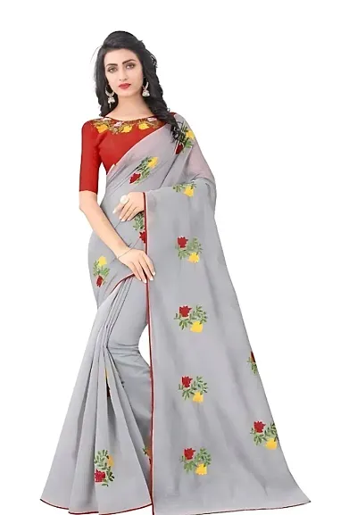 Chanderi Embroidered Saree with Blouse Piece