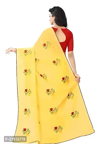 Chanderi Cotton Embroidered Saree with Blouse piece-thumb0