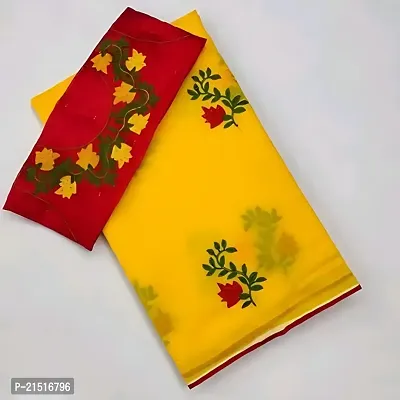 Chanderi Cotton Embroidered Saree with Blouse Piece