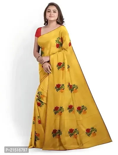 Chanderi Cotton Embroidered Saree with Blouse Piece