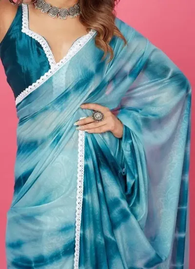 Buy Classic Lycra Saree with Blouse piece For Women Online In