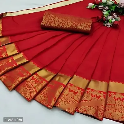 Cotton Silk Woven Saree with Blouse Piece-thumb0