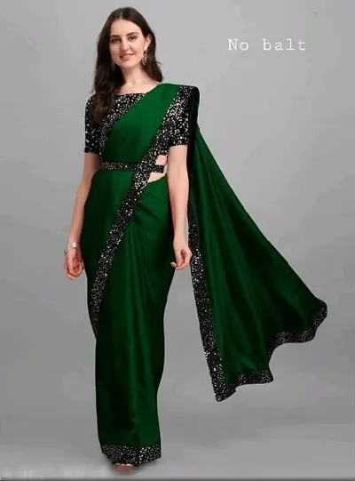 Lace Work Silk Blend Sarees with Blouse Piece