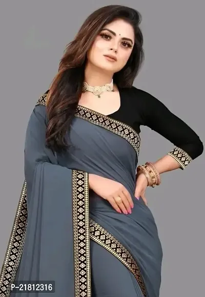 Stylish Grey Art Silk Saree with Blouse piece For Women