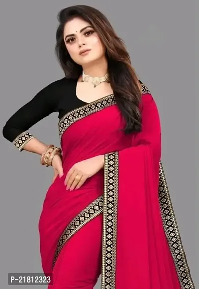 Stylish Pink Art Silk Saree with Blouse piece For Women