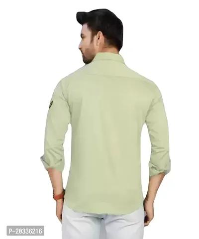 AARADHYA CREATIONS Mens Solid Casual Cotton Blend Full Sleeve with 2 Pocket and Branded Collar for Casual, Business  Festive Wear-thumb2