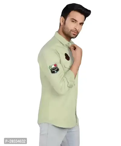 AARADHYA CREATIONS Men's Solid Casual Cotton Blend Fullsleeve Shirt [Green (Modal No:-Shirt-01-Green_Medium).-thumb3