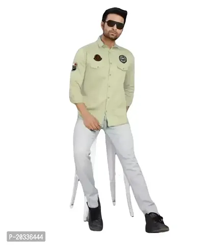 AARADHYA CREATIONS Men's Solid Casual Cotton Blend Fullsleeve Shirt (Green).(Modal No:-Shirt-01-Green_Medium).-thumb4