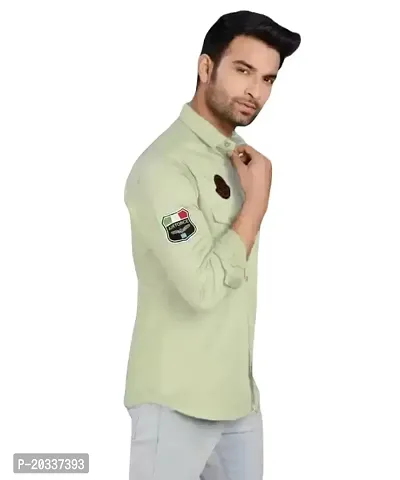 AARADHYA CREATIONS Men's Solid Casual Cotton Blend Fullsleeve Shirt (Green) (Modal No:-Shirt-01-Green_Medium.-thumb3