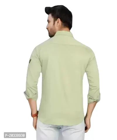 AARADHYA CREATIONS Men's Solid Casual Cotton Blend Fullsleeve Shirt (Green) (Modal No:-Shirt-01-Green_Large.-thumb4