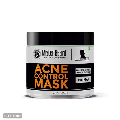 Mister Beard Acne Control Face Mask 100Gm|Anti-Inflammatory Face Pack Reduces Pimples, Blemishes, And Clogged Pores