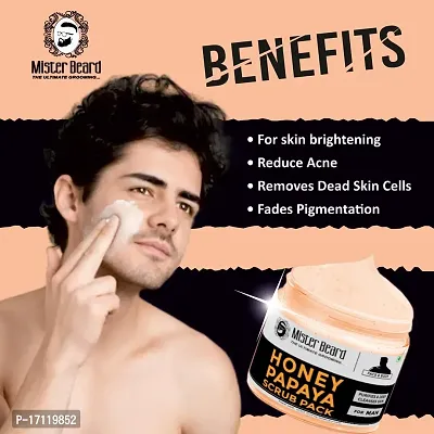 Mister Beard Honey Papaya Scrub Pack 100Gm|For Clearing Impurities And Clogged Pores, Spot Removal, Brightening And Lightening With Papaya Extracts Revitalizing, Tan Removal Scrub-thumb2