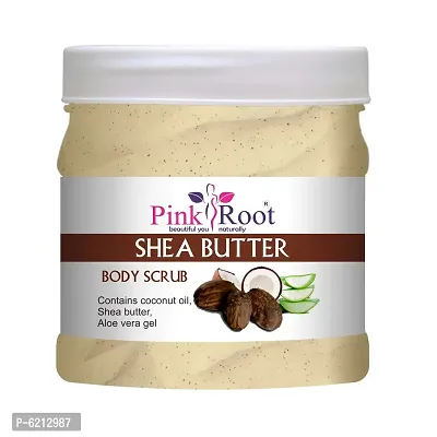 Pink Root Shea Butter Body Scrub Contains Coconut Oil, Shea Butter Aloe Vera Gel - 500 ml