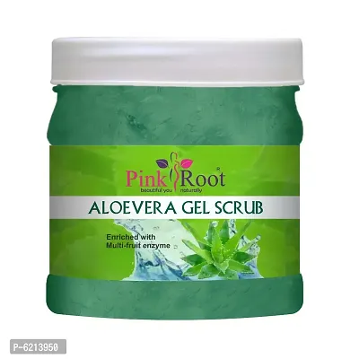Pink Root Aloevera Gel Scrub 500 Grams with Pink Root Saffron Cream 500 Grams Combo-thumb2