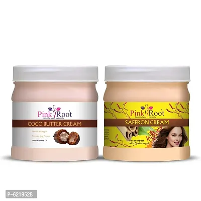 Pink Root Cocoa Butter Cream 500ml with Pink Root Saffron Cream 500g Combo