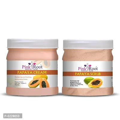 Pink Root Papaya Cream 500ml with Pink Root Papaya Scrub 500ml Combo-thumb0