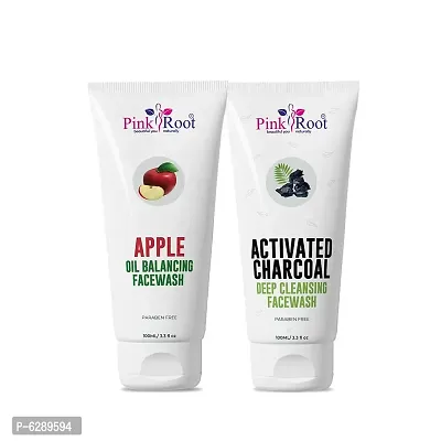 Pink Root Apple Facewash 100ml with Pink Root Activated Charcoal Deep Cleansing Face Wash 100ml-thumb0