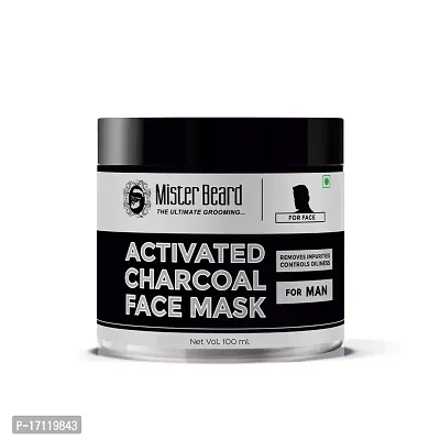 Mister Beard Activated Charcoal Face Mask 100Gm|Detan Clay Mask - Infused With Activated Charcoal And Menthol - Cleanses And Hydrates Skin