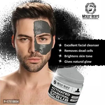 Mister Beard Activated Charcoal Scrub 100Gm|For Deep Exfoliation | Dead Skin Remover | Tan Removal | Blackhead Remover Scrub-thumb2