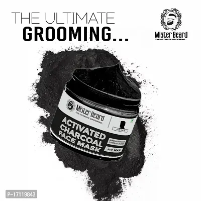 Mister Beard Activated Charcoal Face Mask 100Gm|Detan Clay Mask - Infused With Activated Charcoal And Menthol - Cleanses And Hydrates Skin-thumb3