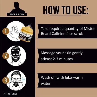 Mister Beard Caffeine Scrub 100Gm|Glowing Skin By Exfoliating It From Dead Cells, Tan, Pollution, Blackheads, Acne And Impurities-thumb5