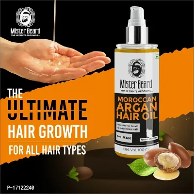 Mister Beard Moroccan Argan Hair Oil, Promotes Hair Growth, Hair-Fall Control ,100Ml-thumb3