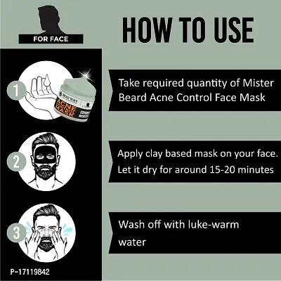 Mister Beard Acne Control Face Mask 100Gm|Anti-Inflammatory Face Pack Reduces Pimples, Blemishes, And Clogged Pores-thumb5