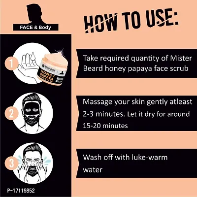 Mister Beard Honey Papaya Scrub Pack 100Gm|For Clearing Impurities And Clogged Pores, Spot Removal, Brightening And Lightening With Papaya Extracts Revitalizing, Tan Removal Scrub-thumb5