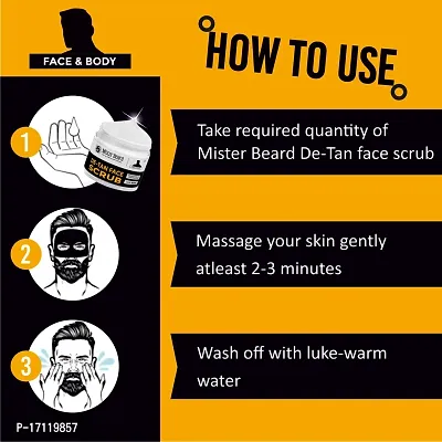 Mister Beard De-Tan Face Scrub 100Gm|Skin Brightening Scrub For Neck| Neck Whitening Scrub| Dark Spot Remover| De-Tan Remover | Skin Whitening Scrub For Face-thumb5