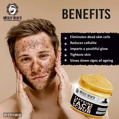 Mister Beard Caffeine Scrub 100Gm|Glowing Skin By Exfoliating It From Dead Cells, Tan, Pollution, Blackheads, Acne And Impurities-thumb2