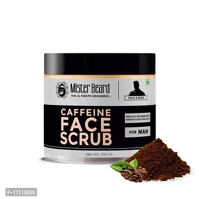 Mister Beard Caffeine Scrub 100Gm|Glowing Skin By Exfoliating It From Dead Cells, Tan, Pollution, Blackheads, Acne And Impurities