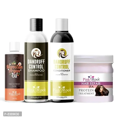 Pink Root Dandruff Control with Hair Repair Spa Cream and Argan oil Combo