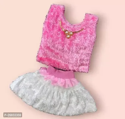Fabulous Pink Cotton Solid Top With Bottom Set For Girls