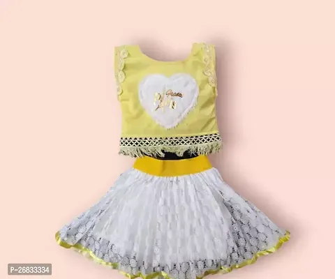 Fabulous Yellow Cotton Solid Top With Bottom Set For Girls-thumb0