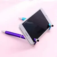 3 in 1 Stylus Capacitive Writing Pen with Mobile Stand Holder for Mobile PACK OF 2 (Random Color)-thumb1