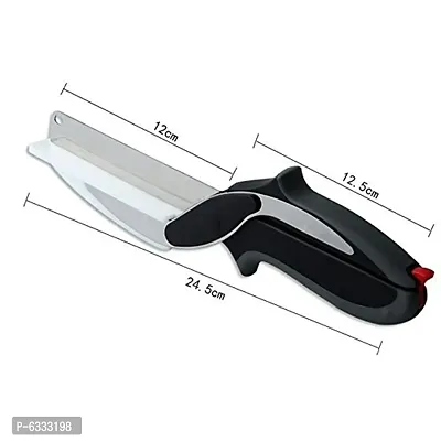 Clever Cutter - 2 in 1 Food Chopper Multi Function Kitchen Vegetable Scissors Cutter Kitchen Knife with Spring Action - Cleaver Cutter Comes with Locking Hinge, Vegetable Kitchen